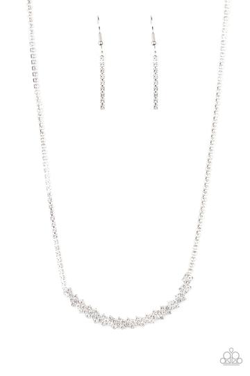 Paparazzi Glamour Glow - White - Glittery Rhinestones - Necklace & Earrings