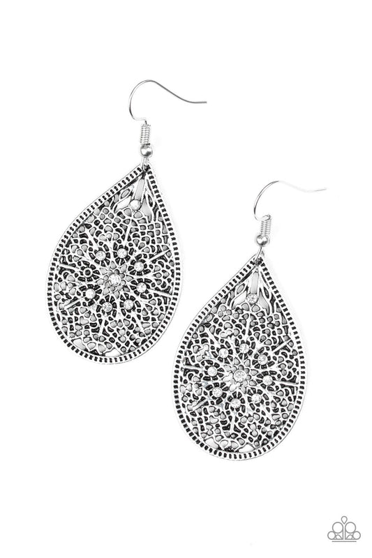 Dinner Party Posh - White Paparazzi Earrings