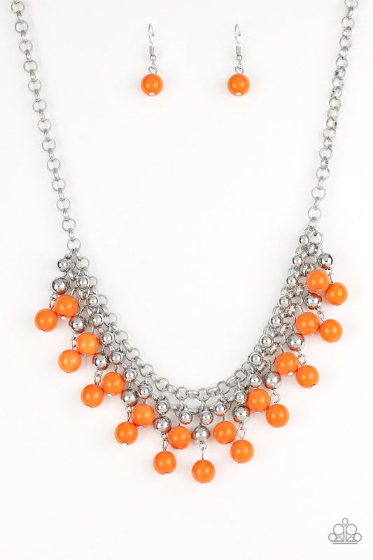 Friday Night Fringe Orange Paparazzi Necklace