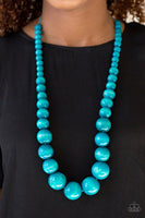 Effortlessly Everglades - Blue Paparazzi Wooden - Necklace