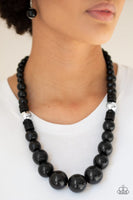 Panama Panorama - Black - Wooden Paparazzi Necklace