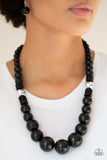 Panama Panorama - Black - Wooden Paparazzi Necklace