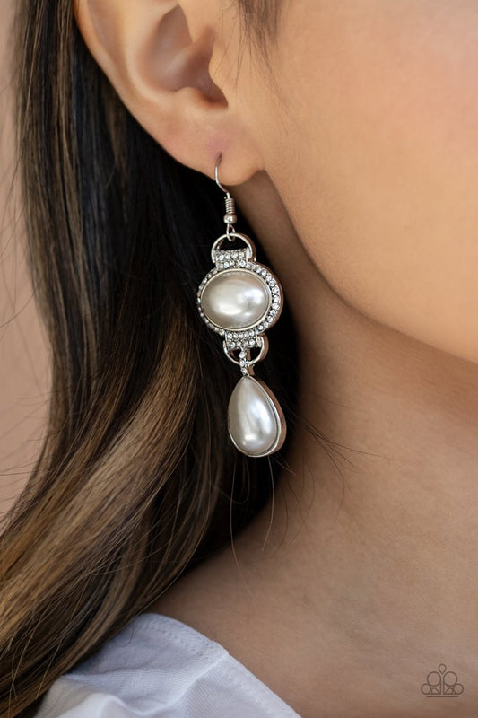 Icy Icy Shimmer  White Paparazzi Earrings