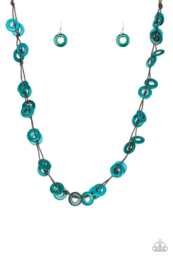 Waikiki Winds Blue Paparazzi Wooden Necklace