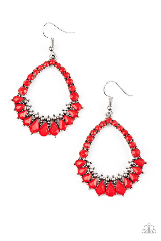 Crystal Waters - Red Paparazzi Earrings