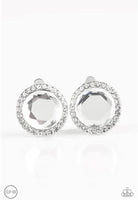 Positively Princess - White Paparazzi Clip-On Earrings