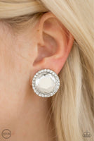 Positively Princess - White Paparazzi Clip-On Earrings