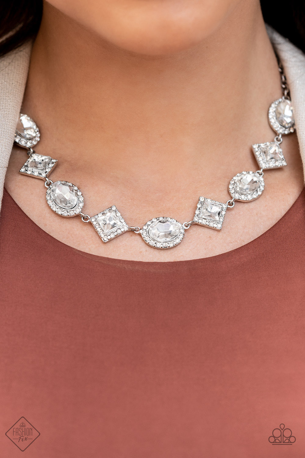 Diamond of the Season - White Paparazzi Fashion Fix Necklace
