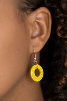 Waikiki Winds - Yellow Paparazzi Wooden Necklace