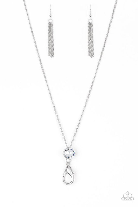 Five-Alarm Firework - White Paparazzi Lanyard Necklace