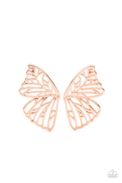 Butterfly Frills - Copper Post Paparazzi Earrings