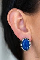 Shiny Sediment - Blue Paparazzi Earrings