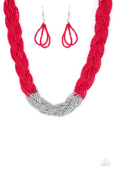 Brazilian Brilliance - Red Paparazzi Seed Bead Necklace