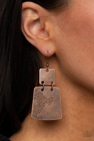 Tagging Along -Copper Paparazzi Earrings