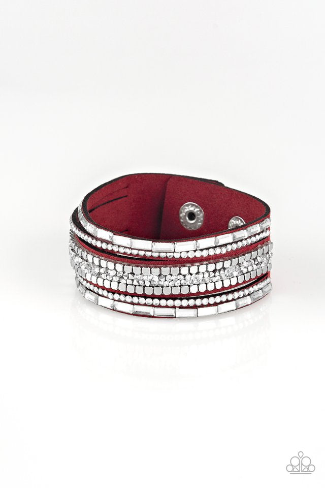 Rebel In Rhinestones - Red Urban Paparazzi Bracelet