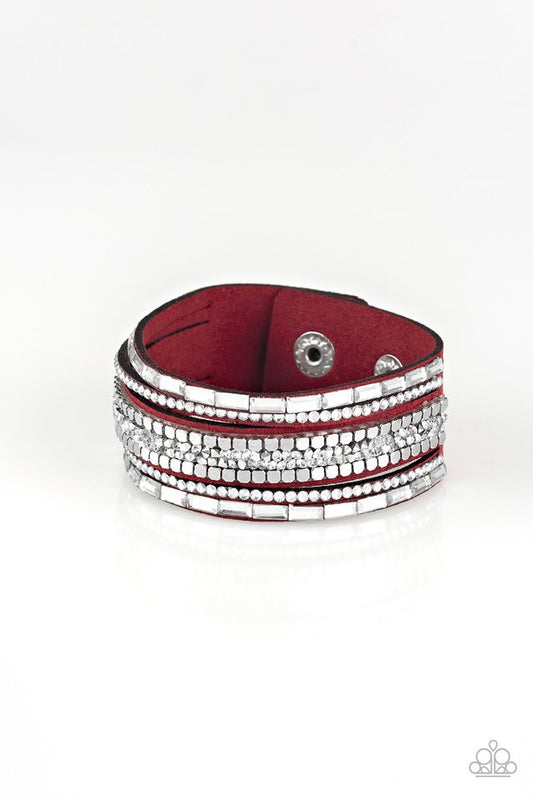 Rebel In Rhinestones - Red Urban Paparazzi Bracelet