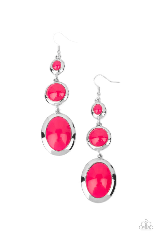 Retro Reality - Pink Paparazzi Earraings