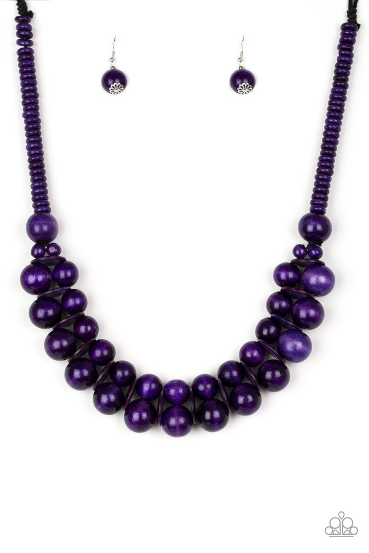 Caribbean Cover Girl - Purple - Wooden Necklace