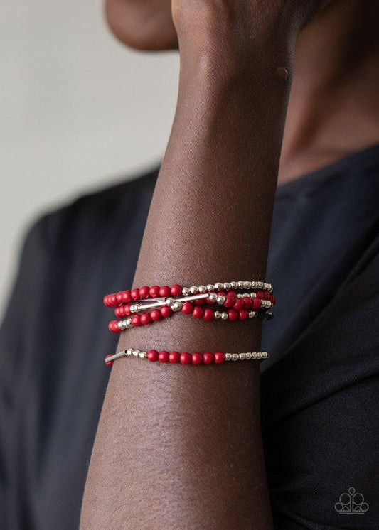 BEAD Between The Lines - Red Paparazzi Bracelet