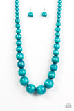 Effortlessly Everglades - Blue Paparazzi Wooden - Necklace