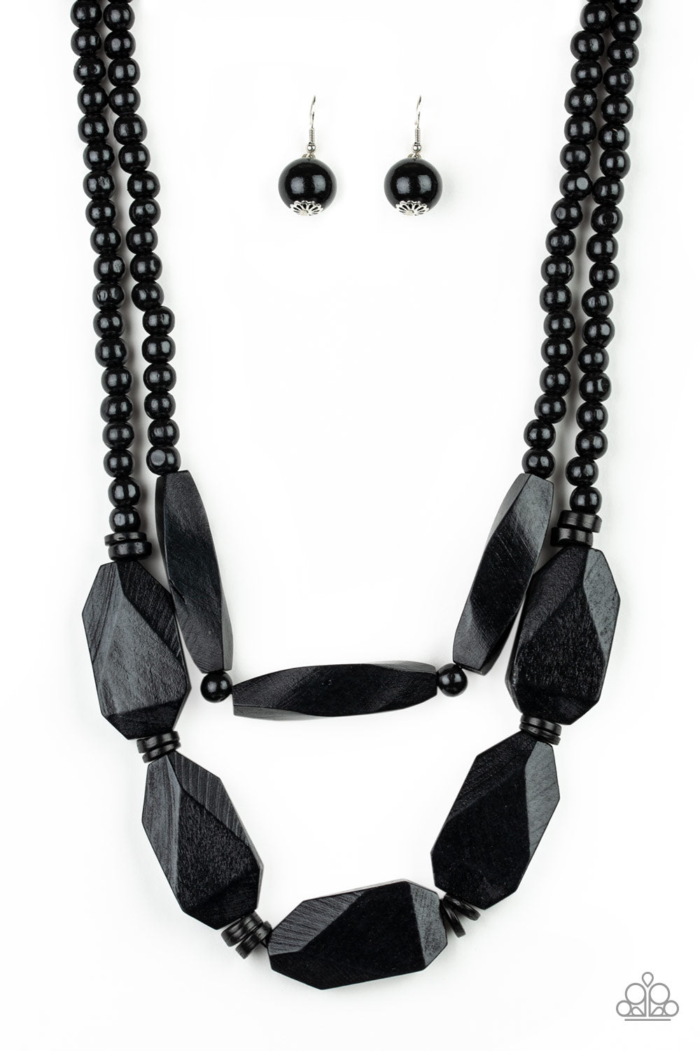 Tropical Heat Wave Black Paparazzi Wooden Necklace