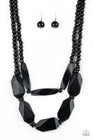 Tropical Heat Wave Black Paparazzi Wooden Necklace