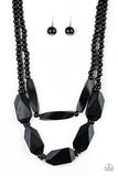 Tropical Heat Wave Black Paparazzi Wooden Necklace