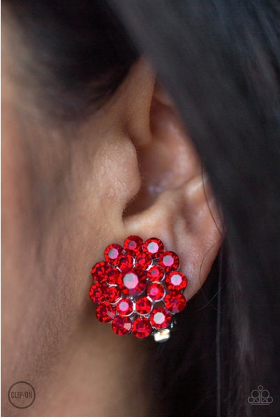 Glammed Out - red - Paparazzi CLIP ON earrings