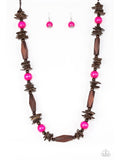 Cozumel Coast Pink Paparazzi Wooden Necklace