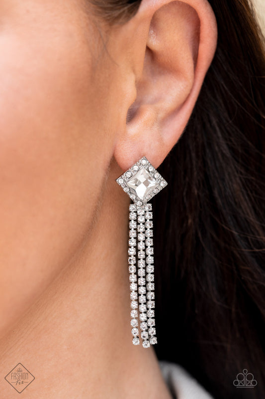 Seasonal Sparkle - White Paparazzi Fashion Fix Earrings