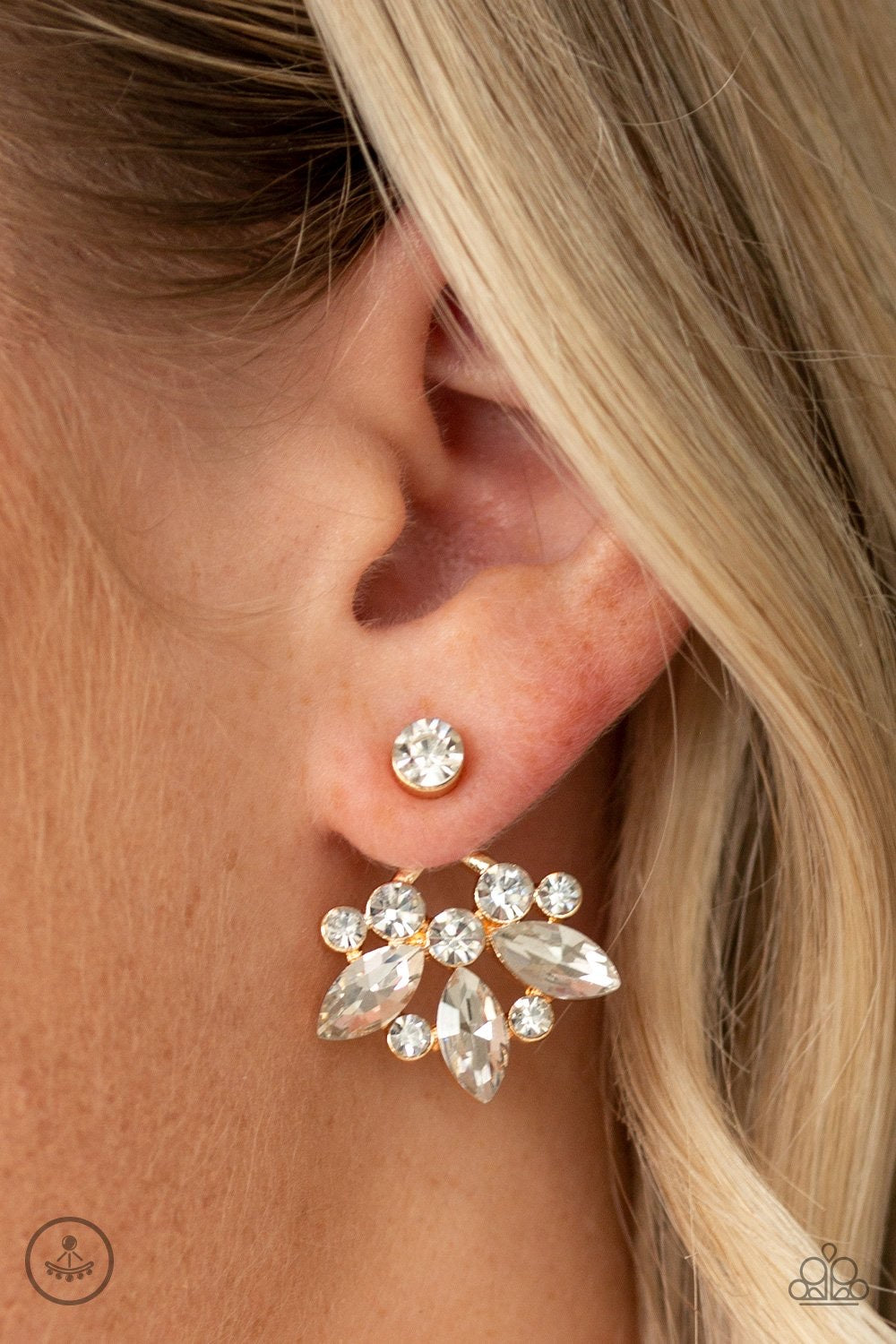 Crystal Constellations Gold Paparazzi Double-Sided Earrings
