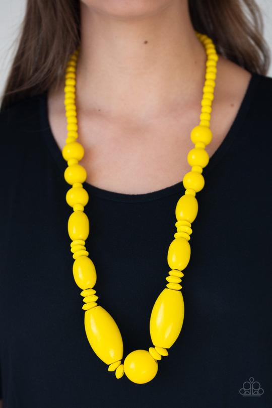 Summer Breezin Yellow Paparazzi Wooden Necklace