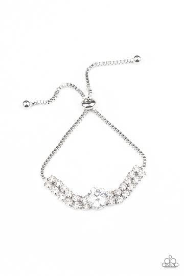 Gorgeously Glitzy White Paparazzi Life of the Party Exclusive Bracelet