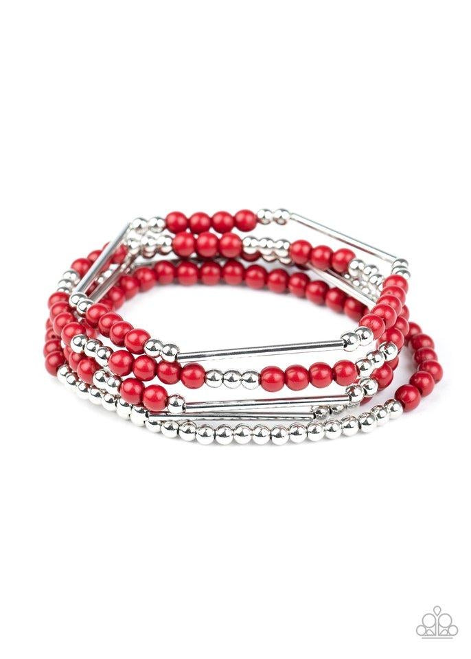 BEAD Between The Lines - Red Paparazzi Bracelet