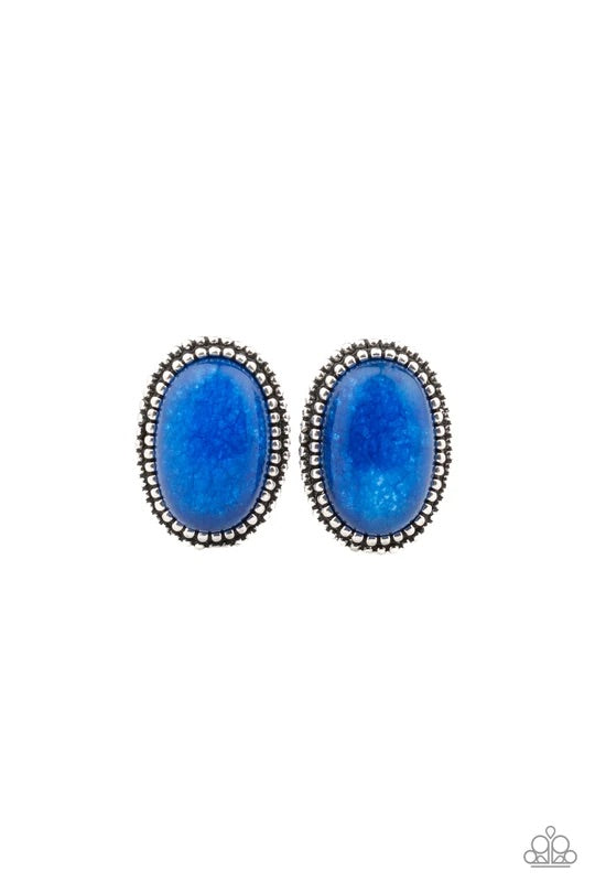 Shiny Sediment - Blue Paparazzi Earrings