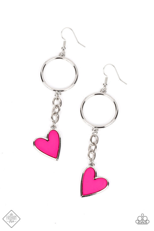 Don’t Miss a HEARTBEAT - Pink Paparazzi Fashion Fix Earrings