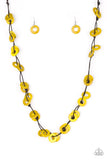 Waikiki Winds - Yellow Paparazzi Wooden Necklace
