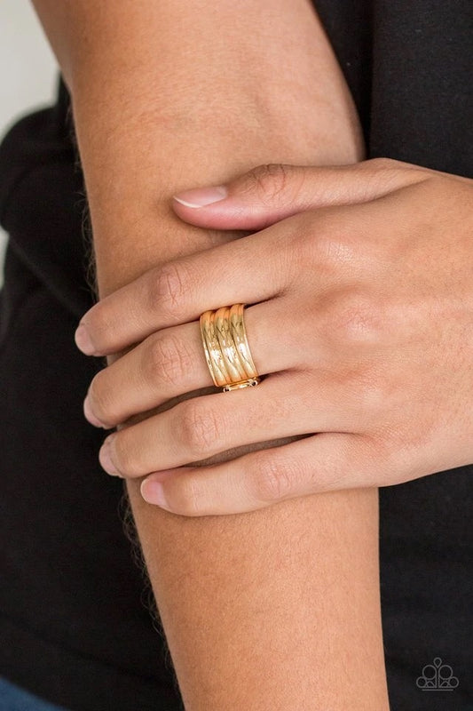 Rough Around the Edges Gold Paparazzi Ring