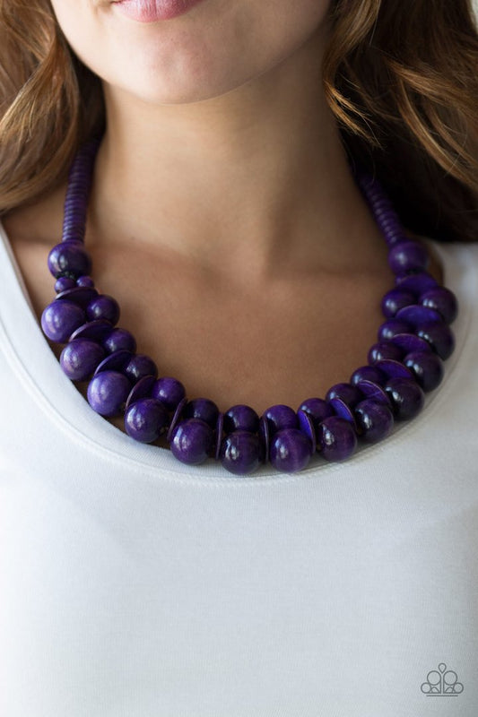 Caribbean Cover Girl - Purple - Wooden Necklace
