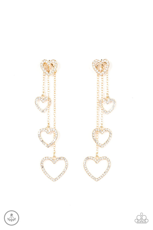 Falling In Love Gold Paparazzi Earrings
