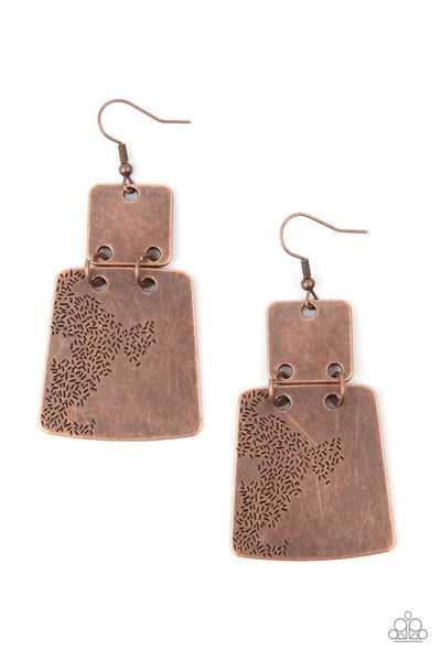 Tagging Along -Copper Paparazzi Earrings