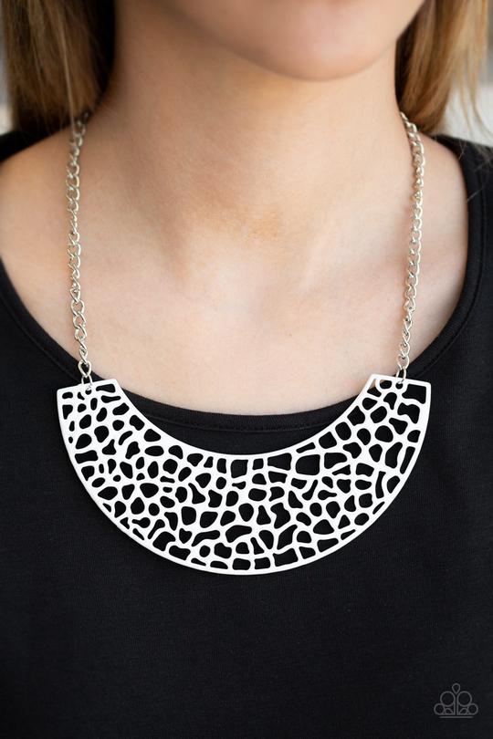Powerful Prowl White Paparazzi Necklace