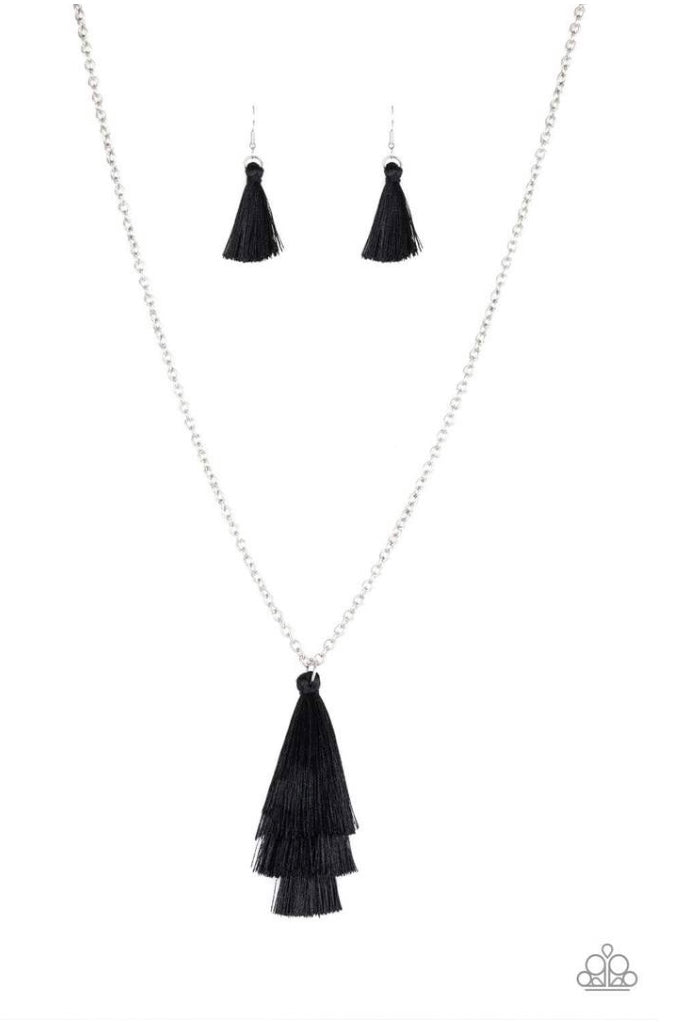 Triple the Tassel Black Paparazzi Necklace