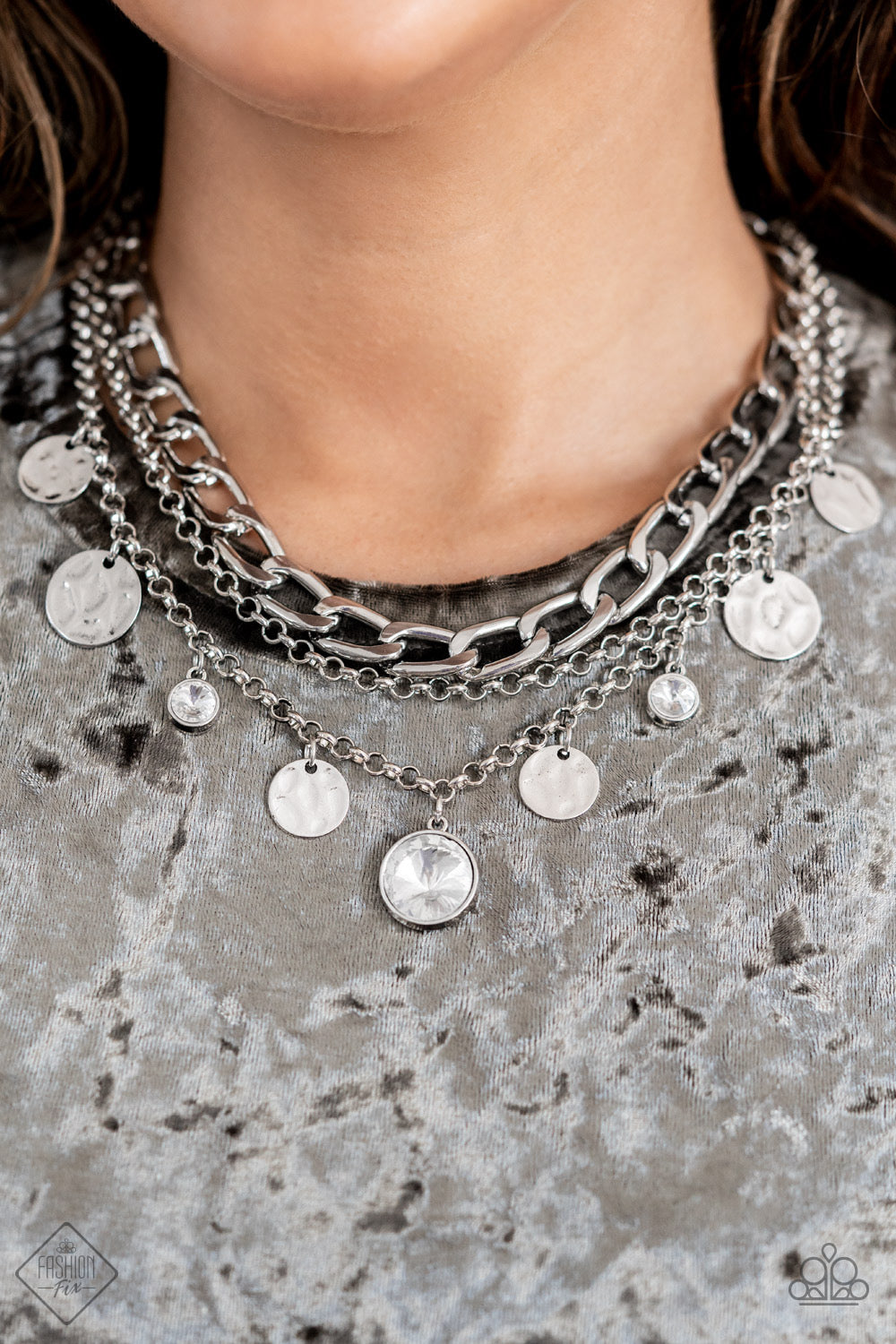 Industrial Noise - White Paparazzi Fashion Fix Necklace