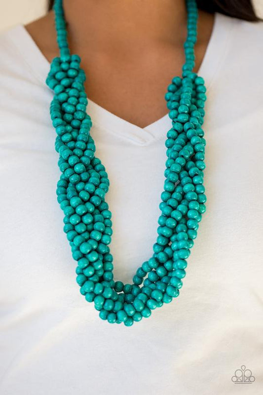 Tahiti Tropic - Blue - Wooden Paparazzi Necklace