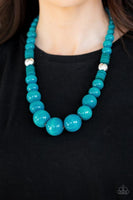 Panama Panorama - Blue Wooden Paparazzi Necklace