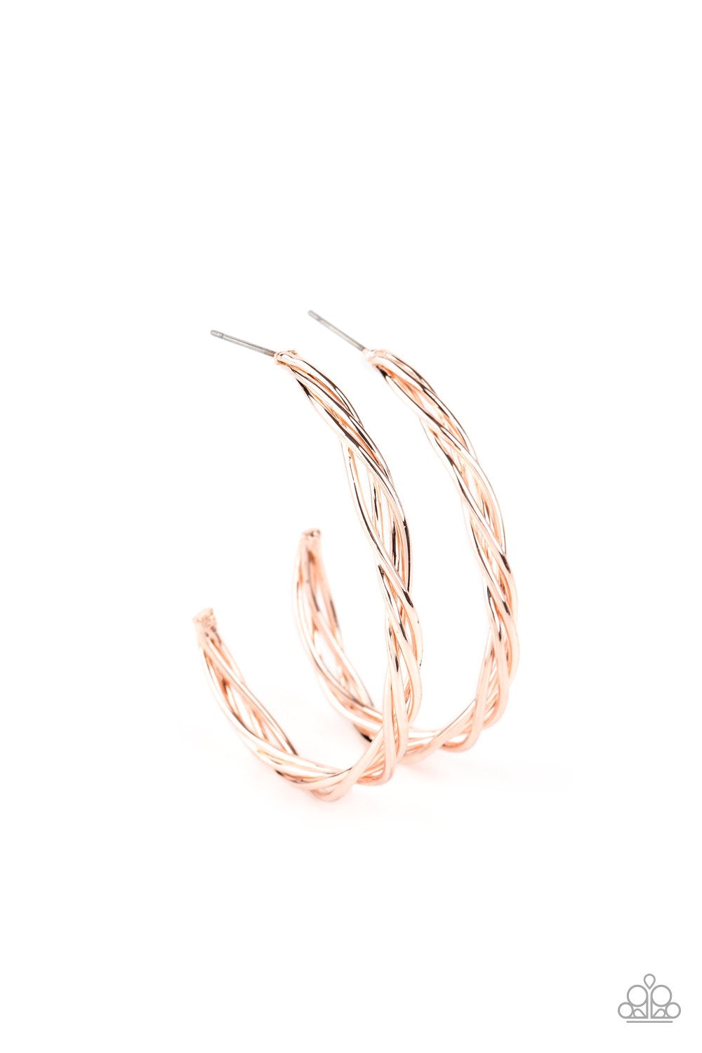 Twisted Tango Rose Gold Paparazzi Earrings