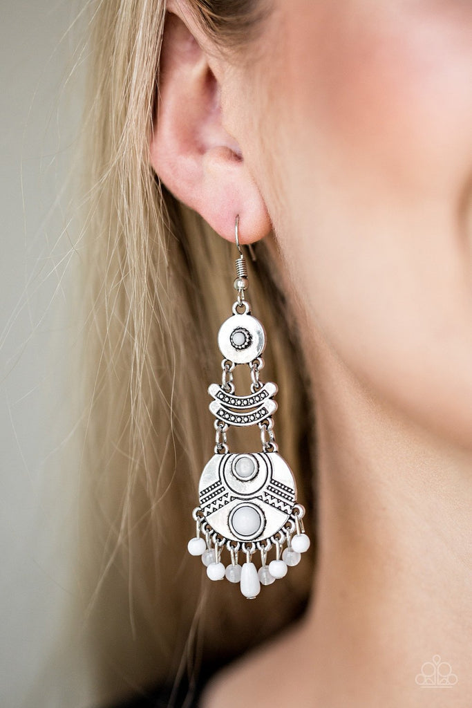 Tropic Tribe - White Paparazzi Earrings