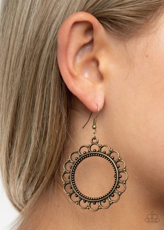 Sun Lounge - Brass Paparazzi Earrings
