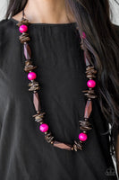 Cozumel Coast Pink Paparazzi Wooden Necklace